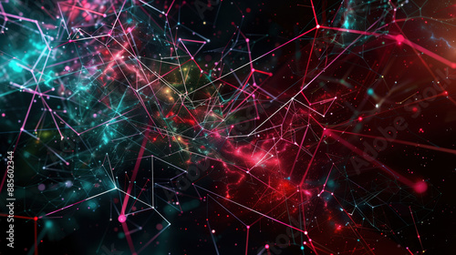 Abstract Network Background With Neon Lines and Particles