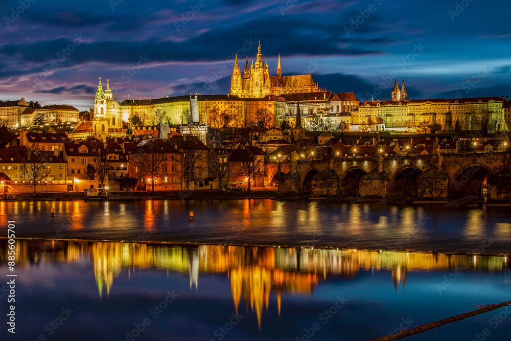 evening romantic sunset over Prague Castle evening romantic sunset over Prague Castle