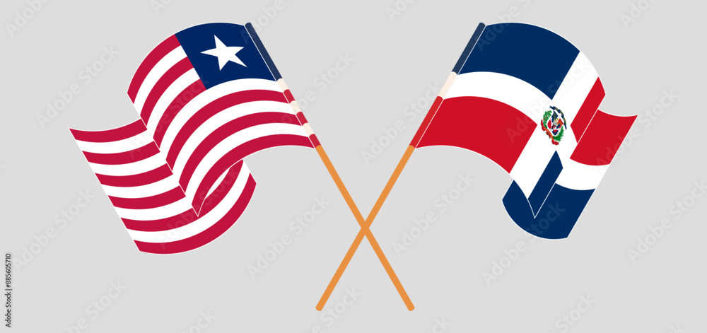 Crossed and waving flags of Liberia and Dominican Republic Crossed and waving flags of Liberia and Dominican Republic