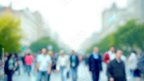 Wallpaper Mural Defocused Crowd Walking on City Street Generative AI Torontodigital.ca
