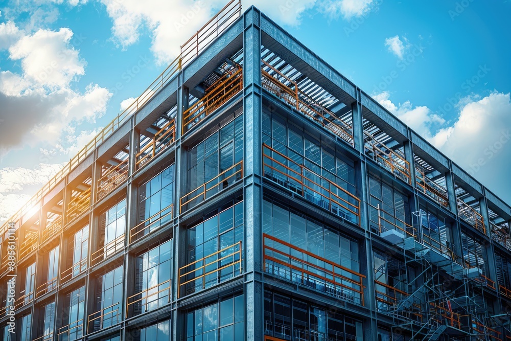 Fototapeta premium Steel framework of a new building under construction