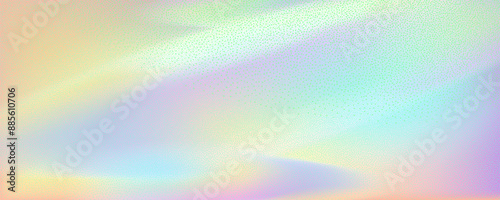 Abstract background featuring a holographic blur with a color gradient.Vector grain noise texture, and watercolor blend.Neon iridescent colors creating a smooth gradation effect.