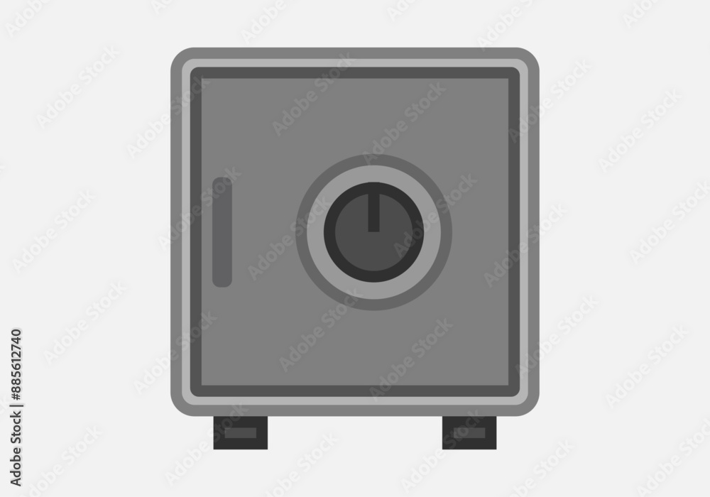 Caja fuerte gris de seguridad en fondo blanco Caja fuerte gris de seguridad en fondo blanco