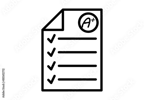 Icono negro de examen sobresaliente de un instituto