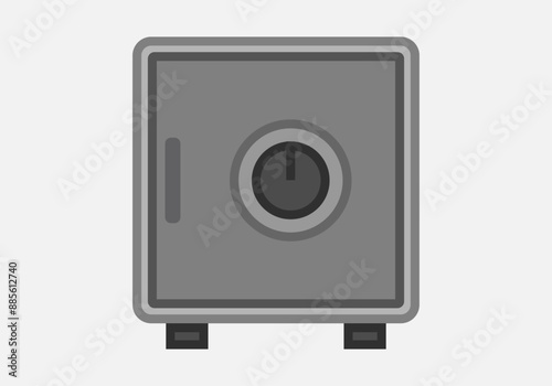 Caja fuerte gris de seguridad en fondo blanco