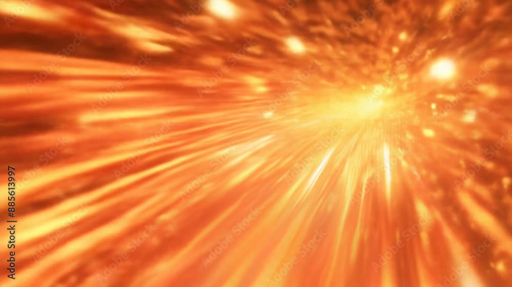 Vibrant abstract image with glowing orange light streaks and bokeh effects, creating dynamic atmosphere
