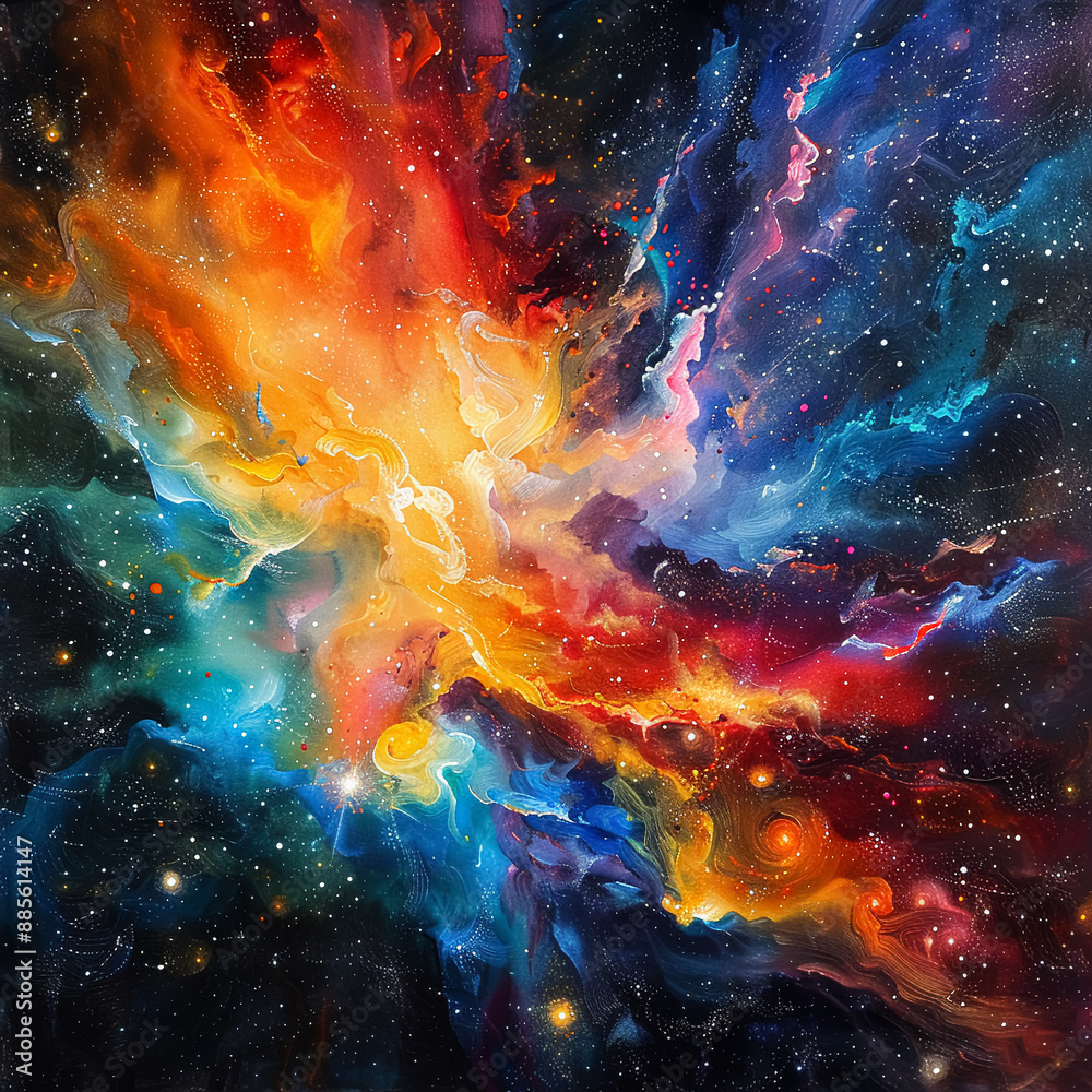 Vibrant Cosmic Nebula Exploding with Colors