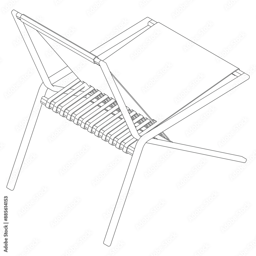 Obraz premium Chair isolated on white background in different positions. Line graphics icon. Vector illustration