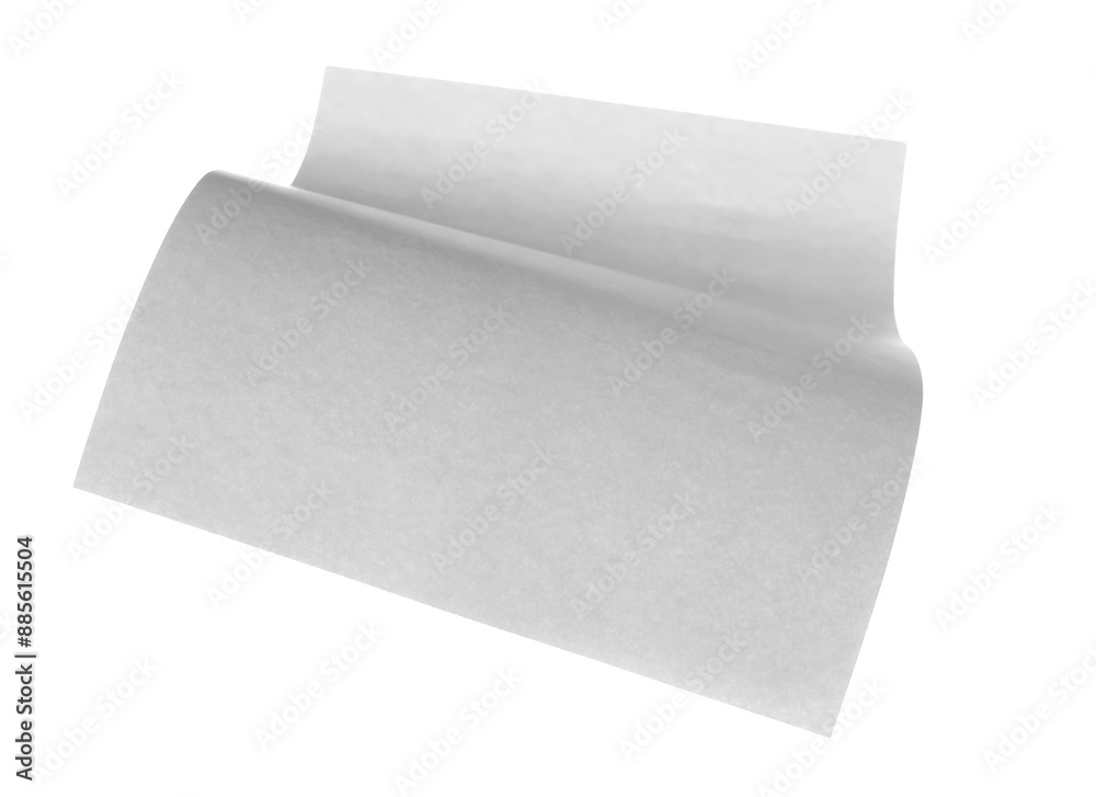 Fototapeta premium Single white paper flying, sheet falls and twists isolated on white, clipping path