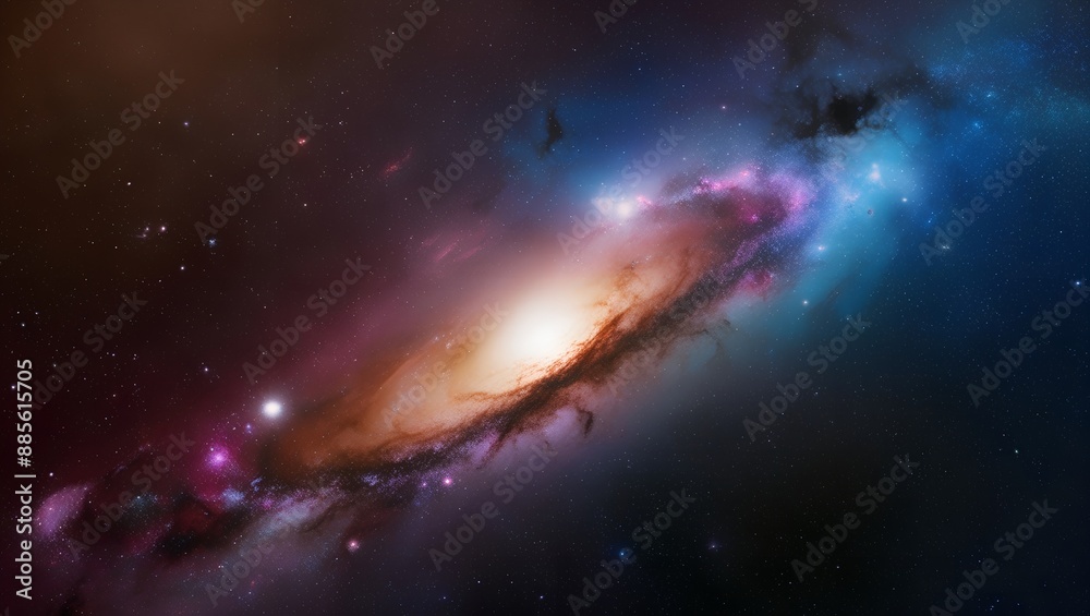 Fototapeta premium Realistic Galaxy Background Capturing the Vastness and Beauty of Space with Detailed Star Formations Nebulae and Authentic Color Variations