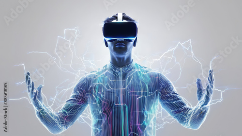 Man Wearing a Virtual Reality Headset
