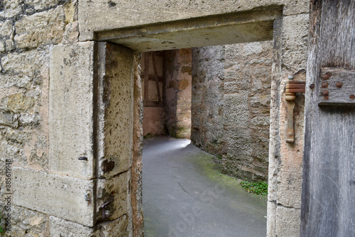 Medieval Door Leading to Passage through City Wall of Rothenburg, Germany