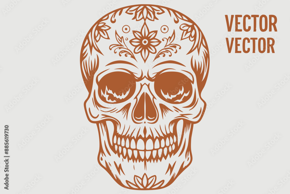 Obraz premium Vintage Human Skull, Human Skull, Skull vector, Skeletion Skull, vintage skeletion skull