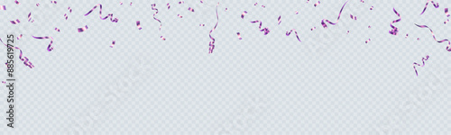 Falling serpentine. Realistic bright serpentine. Purple confetti isolated on transparent background. Flying festive tinsel. Anniversary decorative elements. vector Adobe Illustrator Artwork