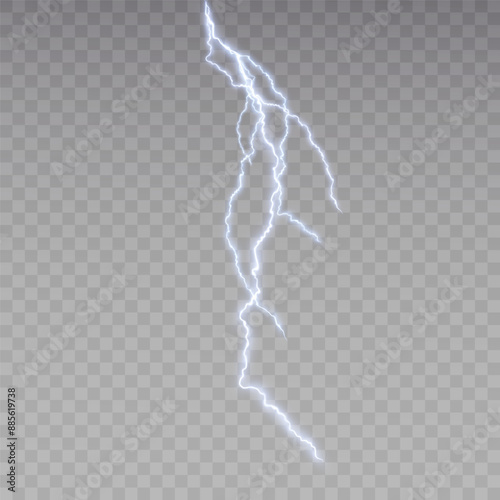 Lightning. Thunderstorm, realistic lightning. Magical and vibrant light effects for web design and illustrations Adobe Illustrator Artwork