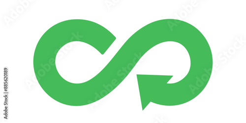 Circular economy loop arrow icon isolated on white background. Circular economy symbol endless loop logo concept of environmentally responsible green corporate industrial business, recycling. 