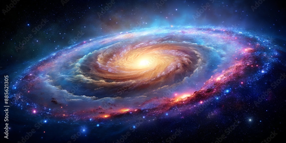 Fototapeta premium Vibrant Spiral Galaxy, Cosmic Art, Colorful Space Nebula