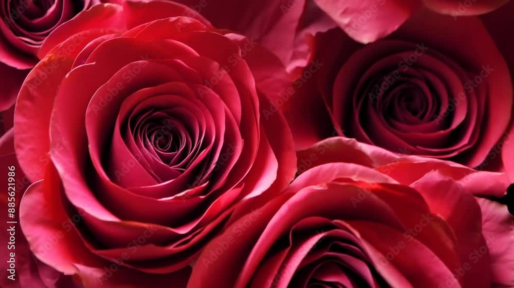 Close-Up Red Rose Petals on Black Background Generative AI Close-Up Red Rose Petals on Black Background Generative AI
