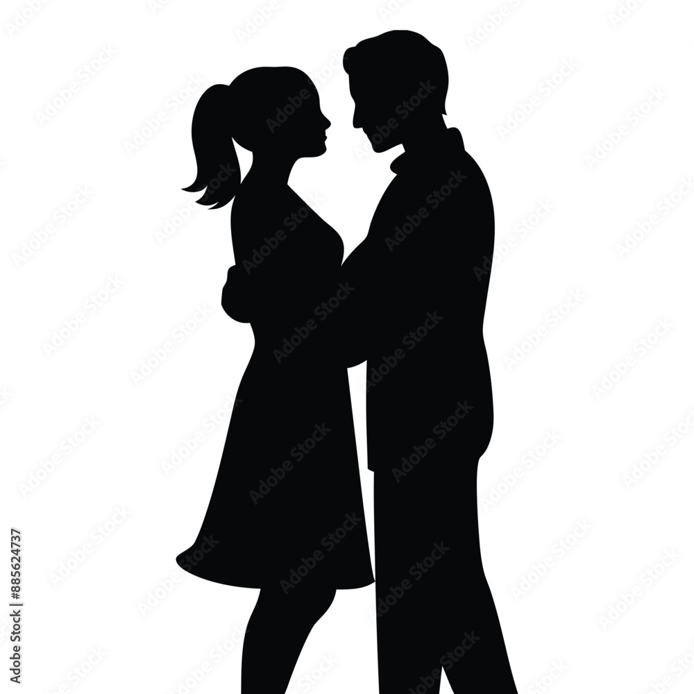 Couple lovers romantic moment silhouette vector illustration. Couple lovers romantic moment silhouette vector illustration.