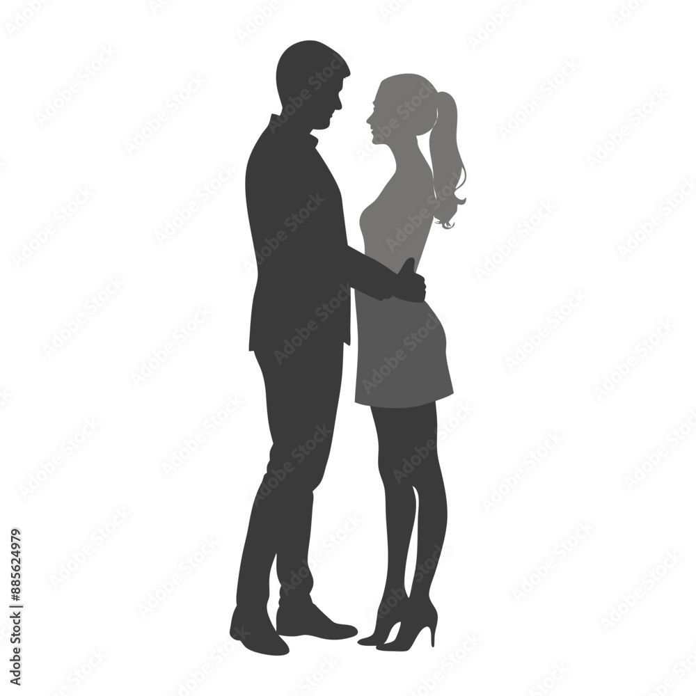 Couple lovers romantic moment silhouette vector illustration. Couple lovers romantic moment silhouette vector illustration.