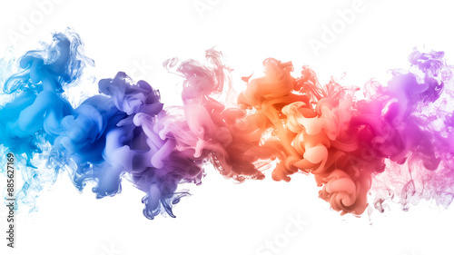 Colorful powder explosion cloud, rainbow vibrant color splash, paint holi dust, multicolor particles, isolated transparent background