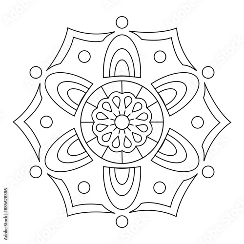 Vector hand drawn doodle mandala art. Ethnic mandala with tribal ornament. modern textile mandala art. tattoo motif, bohemian mandala black white coloring book page, arabic islamic line art design