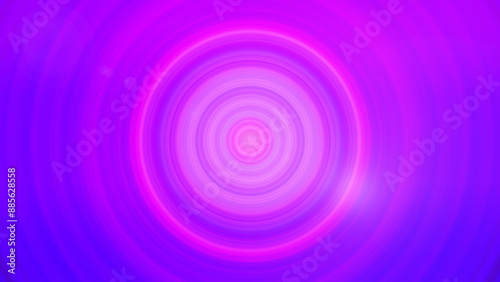 Blue, purple and pink concentric radial circle pattern with subtle lens flare. Abstract high resolution full frame modern bright and vibrant background with copy space.