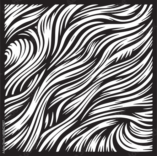 Abstract organic Wood Fiber pattern,, black and white, square shape,  white background