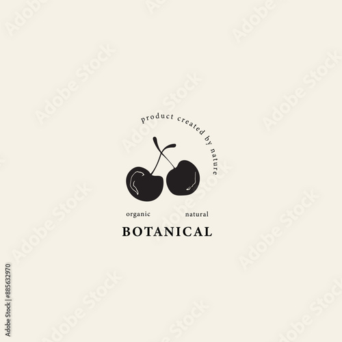 Flat vector cherry branch logo