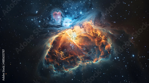 A photo of the Crab Nebula, with explosive remnants as the background, during a supernova remnant