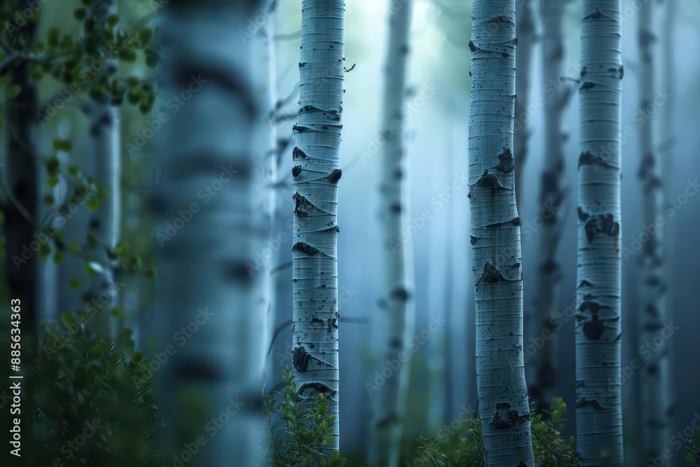 Aspen and cottonwood trees create a mystical grove in a supernatural scene, their branches shimmering with ethereal energy Aspen and cottonwood trees create a mystical grove in a supernatural scene, their branches shimmering with ethereal energy