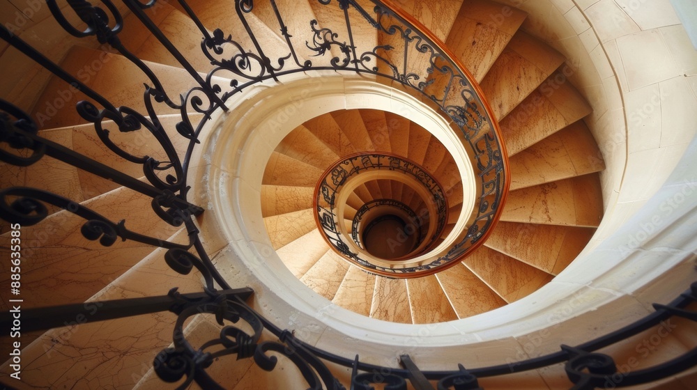 Obraz premium circular stairs overhead view
