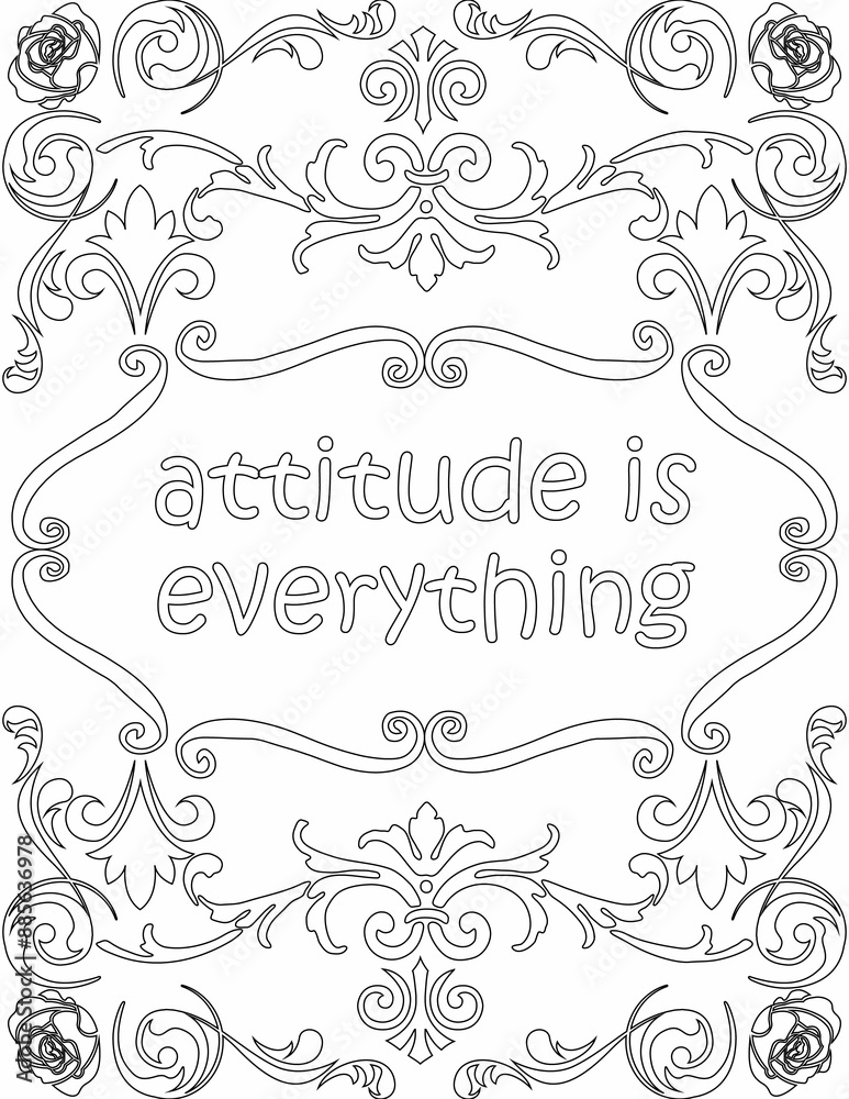 Naklejka premium Printable floral coloring page for kids and adults with affirmation words for self talk and self care. it helps to succeed and struggle against life to enjoy the tough journey 