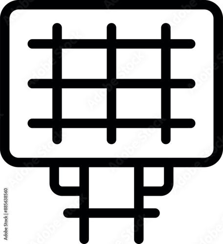 Simple line icon representing a solar panel, capturing sunlight and converting it into renewable energy
