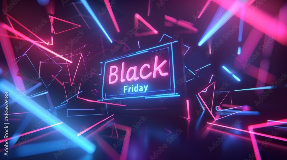 Fototapeta premium Neon Black Friday Sale Sign