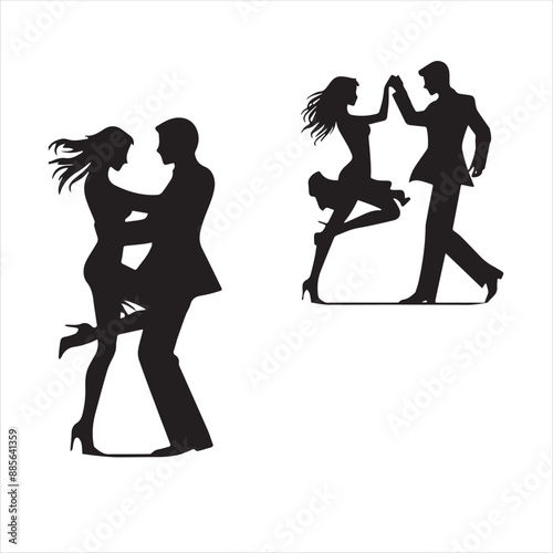 silhouette of Dancing Figures on clean vector on white background 