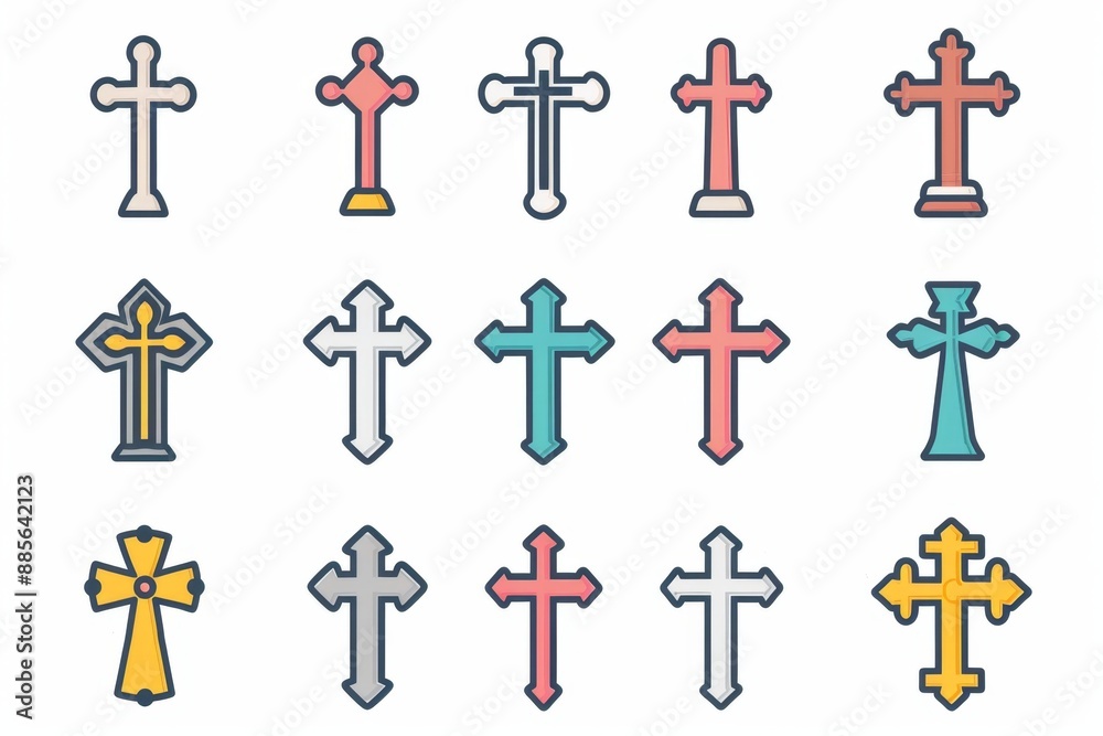 Cross icon, christianity religion symbol, christian sign, cross shape, church emblem, catholicism symbol Cross icon, christianity religion symbol, christian sign, cross shape, church emblem, catholicism symbol