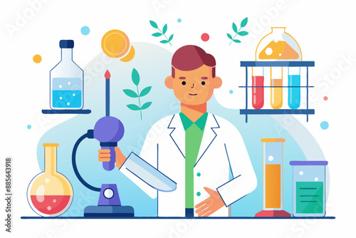 Doctors Research Medicine, Medicine research concept, doctors study medicine, Flat vector illustration. Medical laboratories make pharmaceutical test by chemistry science.