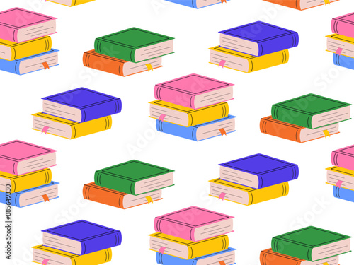 Background pattern of colorful books. Seamless pattern of textbooks for school or library