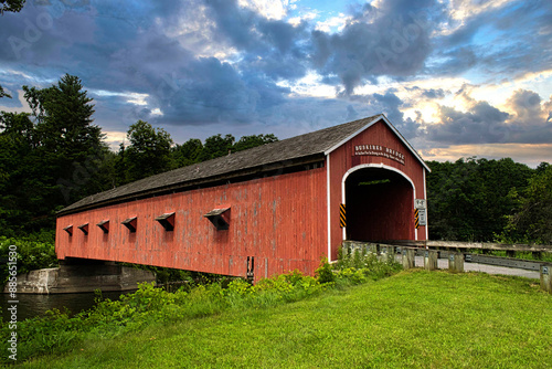 Historic covered bridge at Buskirk, New York.