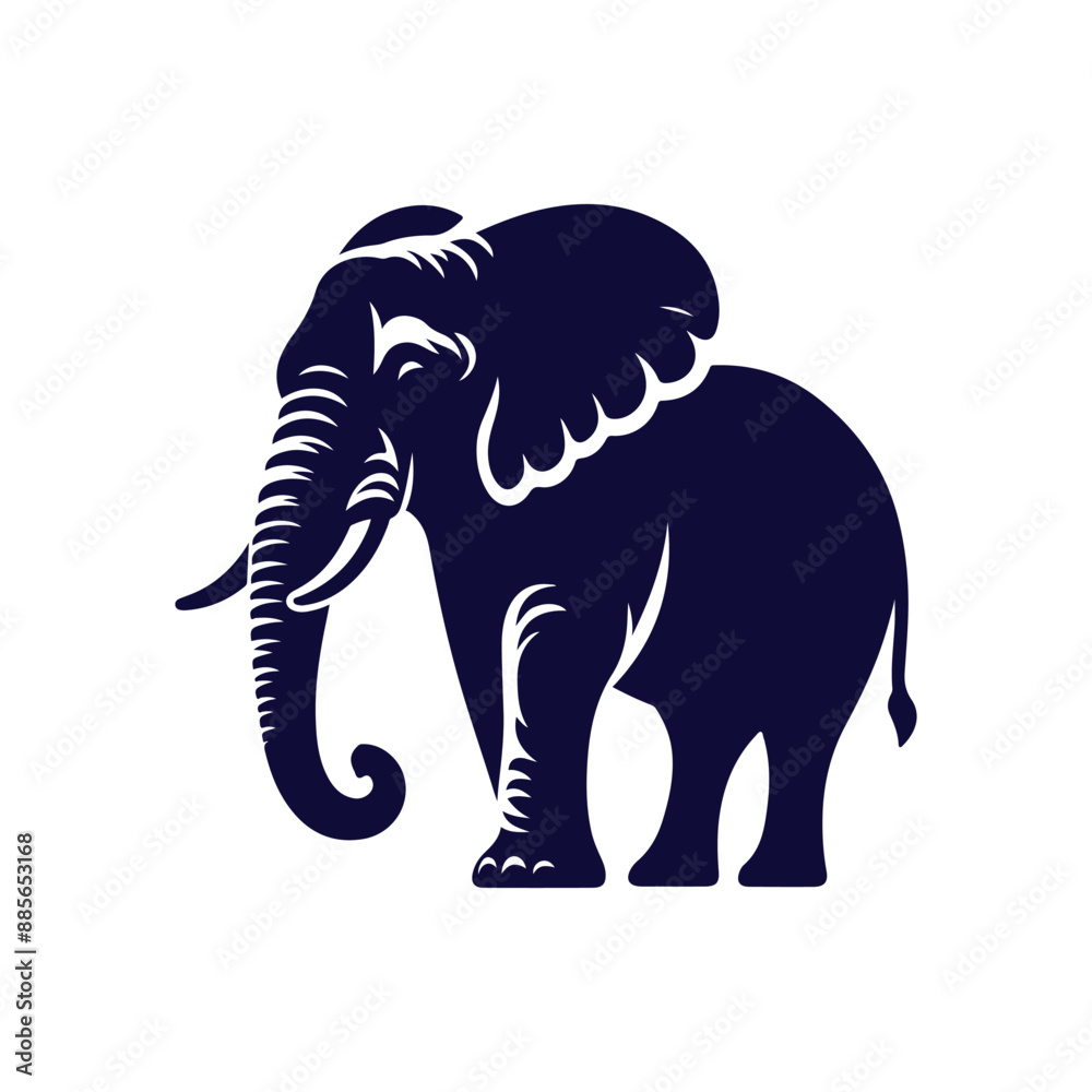 Obraz premium Elephant silhouettes Clip art isolated vector illustration on a white background