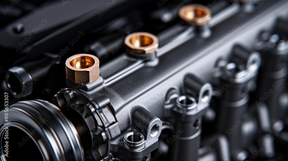 Engine cylinder with four-valve pistons and gears Engine cylinder with four-valve pistons and gears
