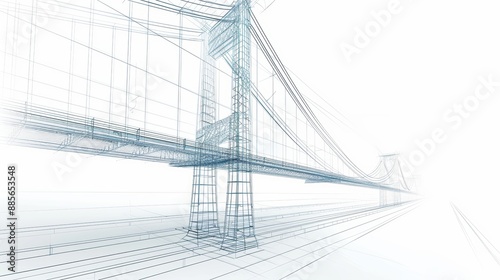 Hand-drawn blueprint of an innovative bridge