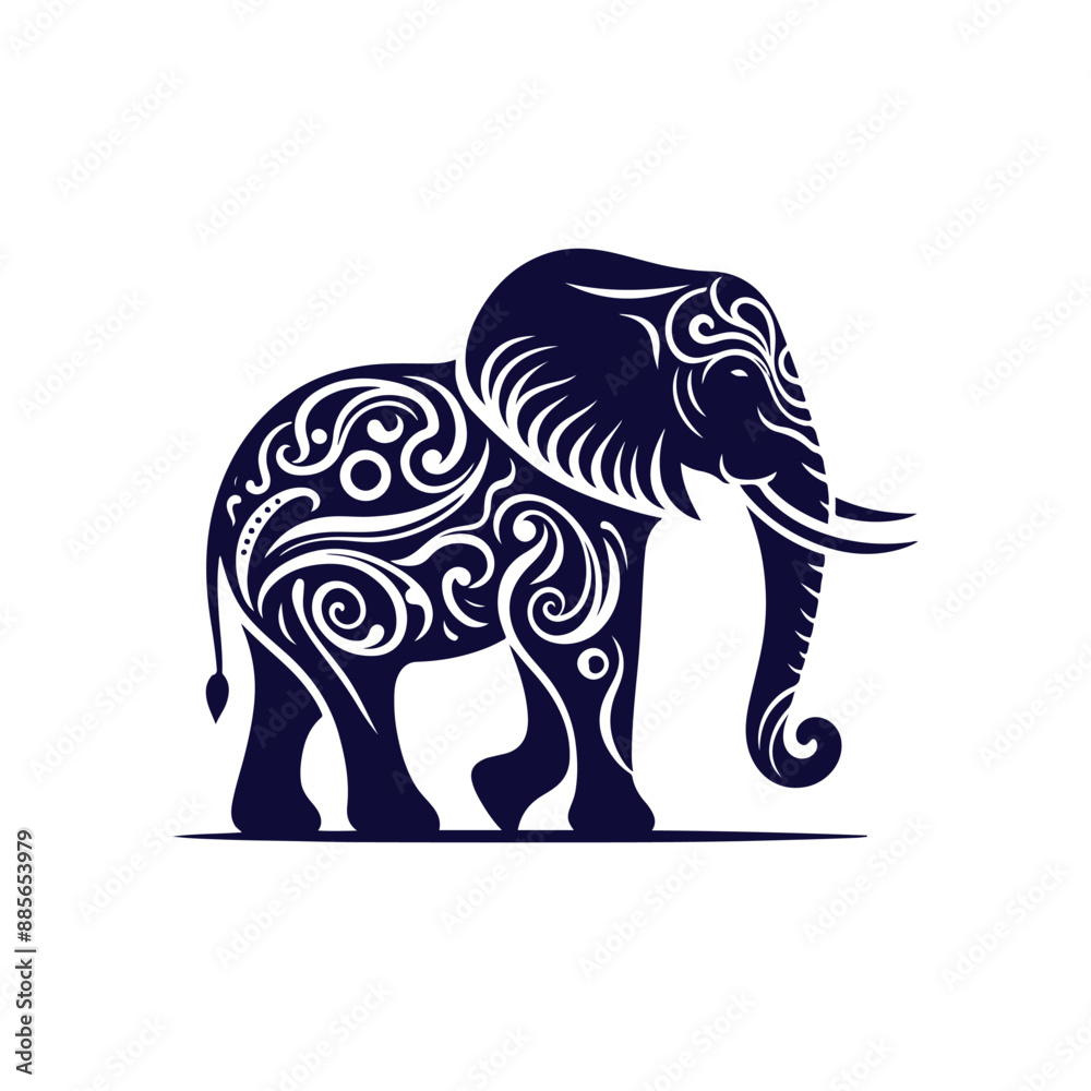 Elephant silhouettes Clip art isolated vector illustration on a white background Elephant silhouettes Clip art isolated vector illustration on a white background