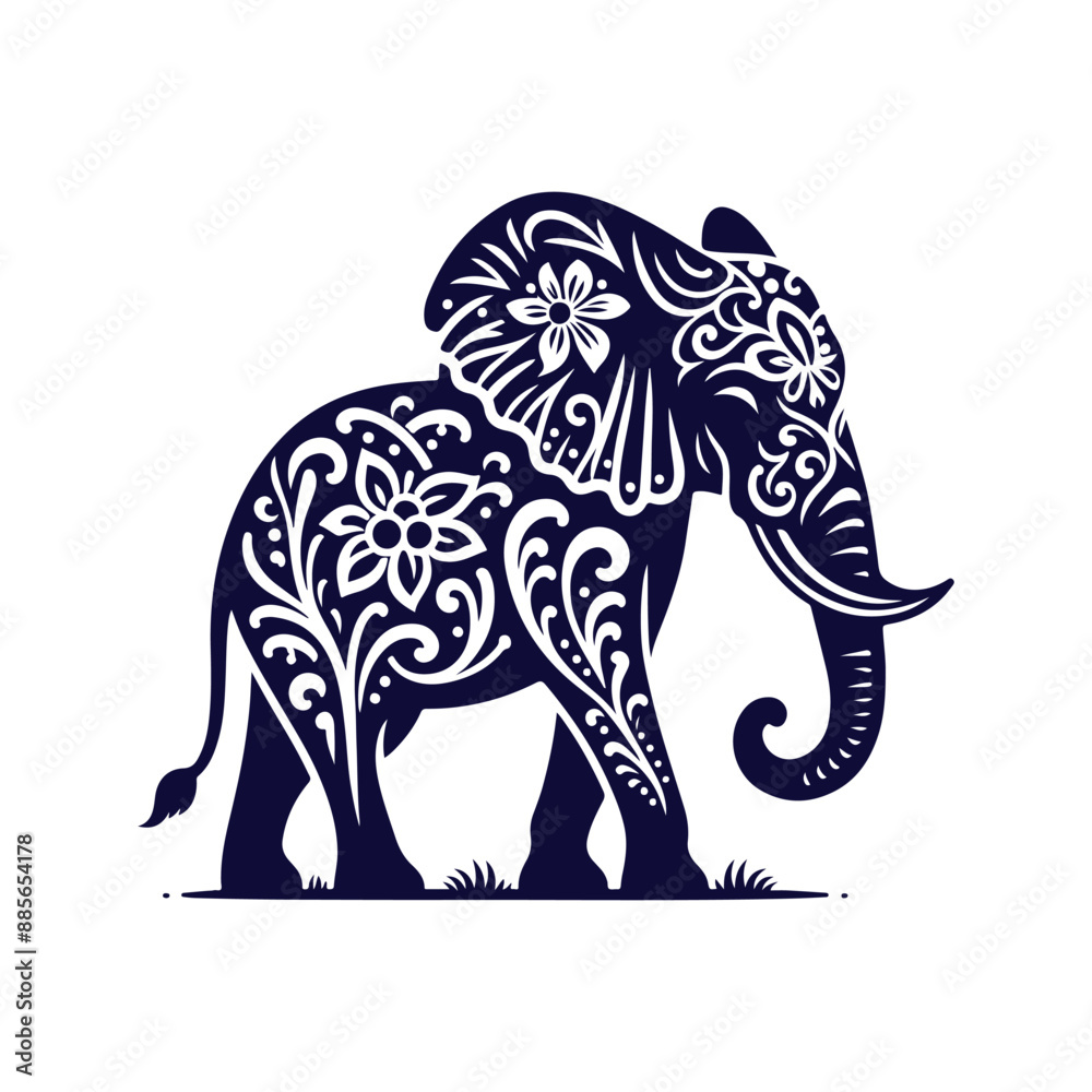 Obraz premium Elephant silhouettes Clip art isolated vector illustration on a white background