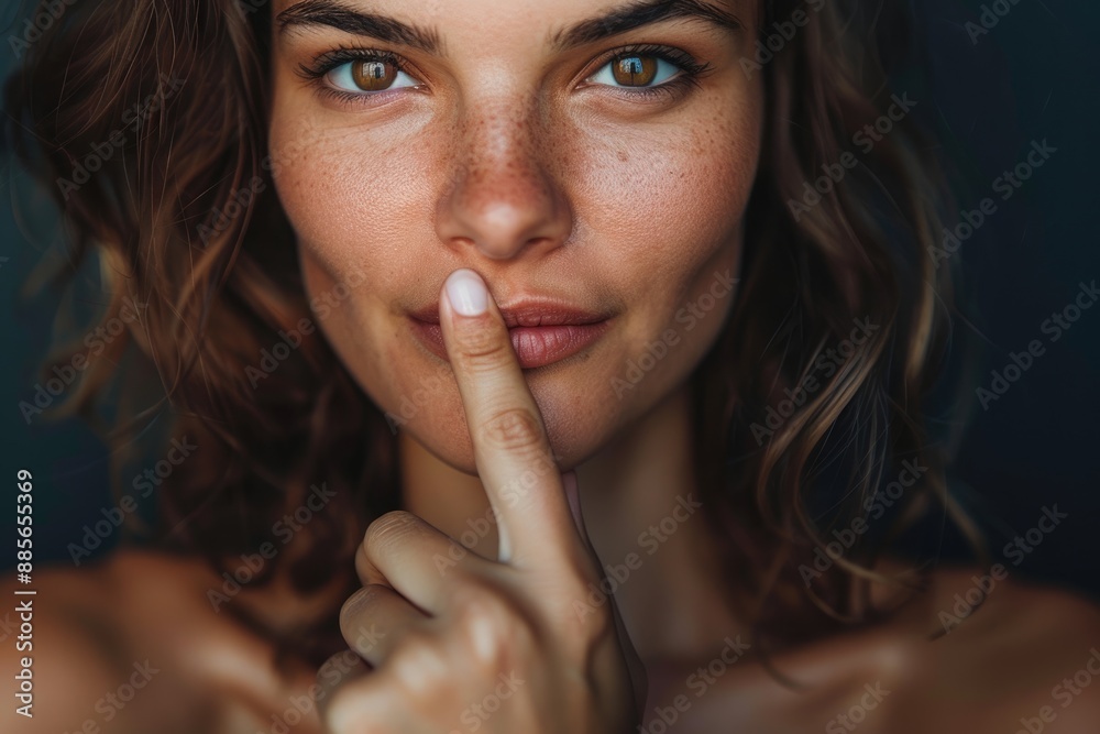 Woman Hush. Beauty Portrait of a Pretty Smiling Woman with Flawless Skin Woman Hush. Beauty Portrait of a Pretty Smiling Woman with Flawless Skin