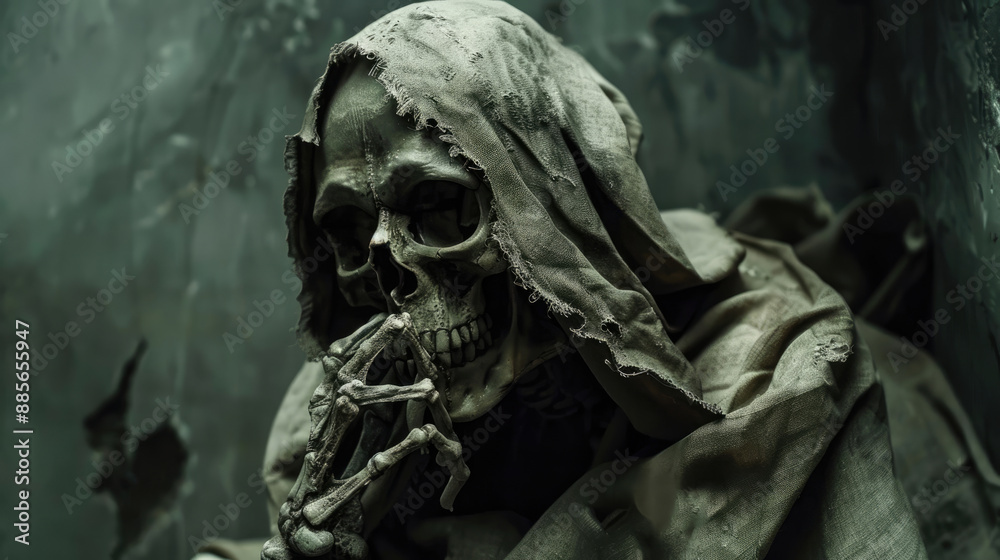 Dark fantasy skull warrior in sinister ambiance, evoking fear and darkness Dark fantasy skull warrior in sinister ambiance, evoking fear and darkness