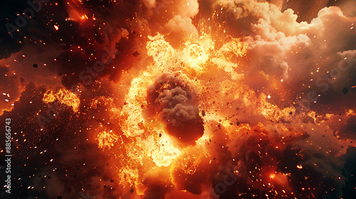 A set of high-energy explosions showcasing dynamic movement and fiery elements