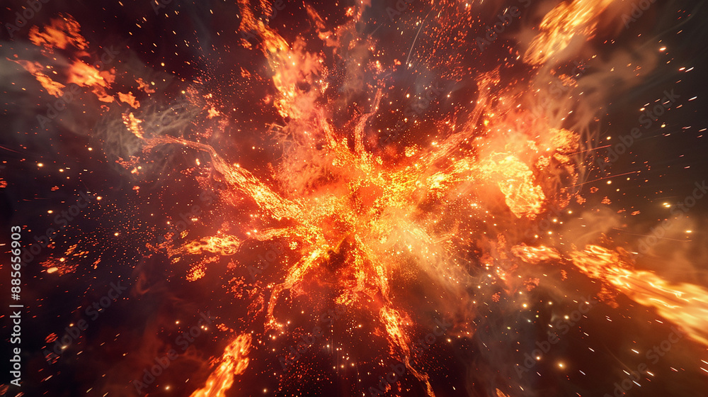A set of high-energy explosions showcasing dynamic movement and fiery elements A set of high-energy explosions showcasing dynamic movement and fiery elements