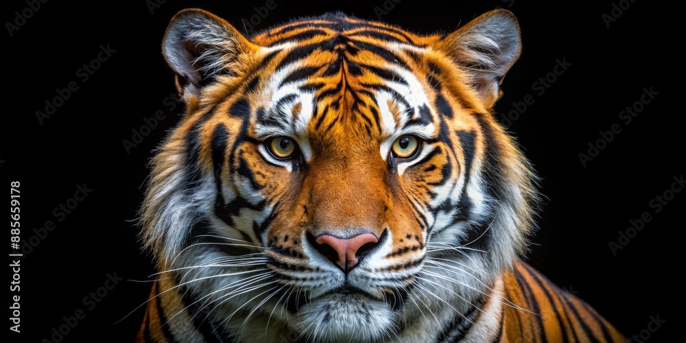 custom made wallpaper toronto digitalTiger's Gaze - Close-up Portrait, Black Background, Animal, Stripes, Wildlife, Endangered